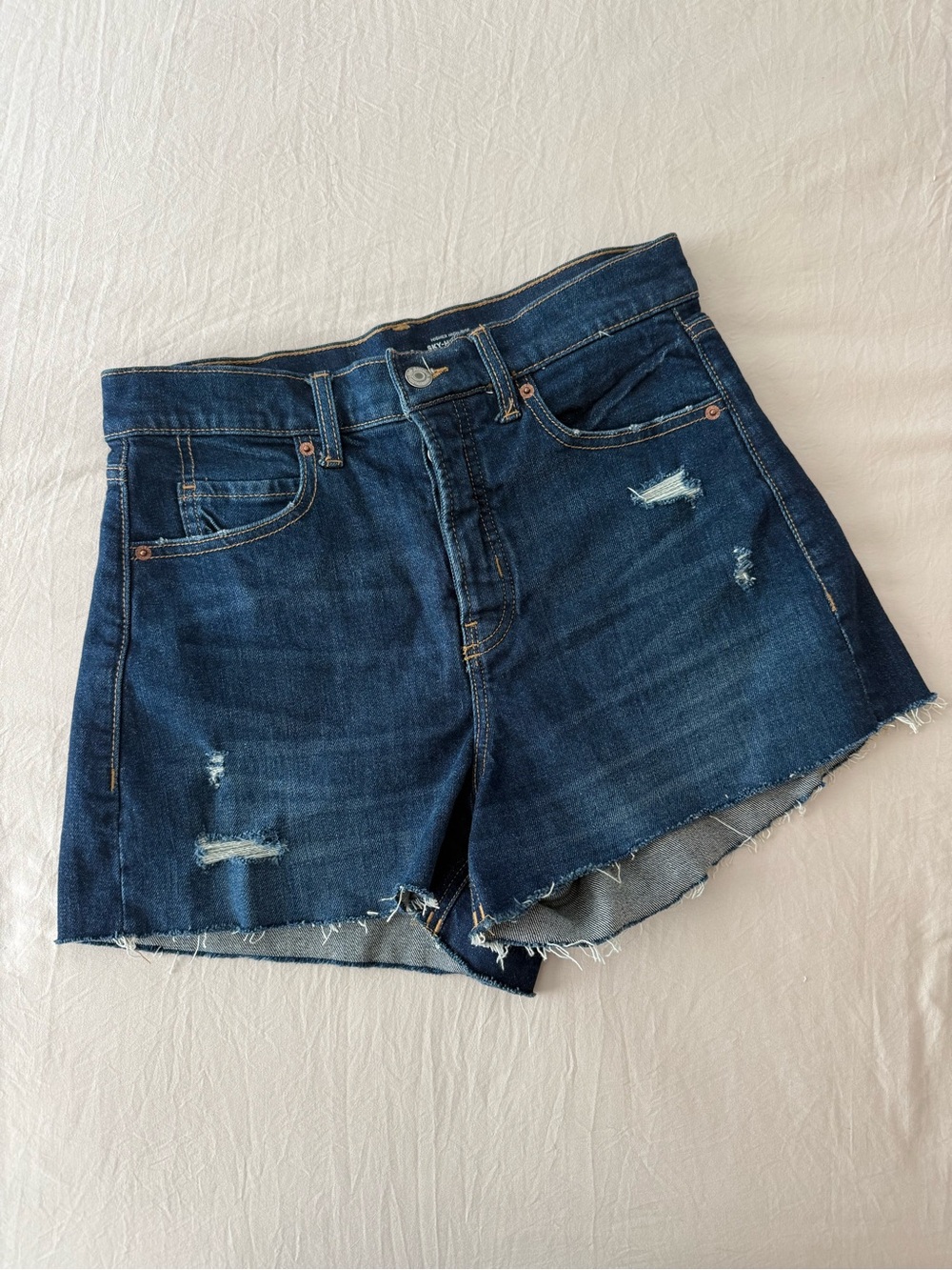 Old Navy Dark Blue Distressed Denim Shorts